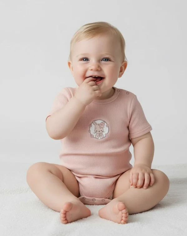 Second image of body demi manches rose