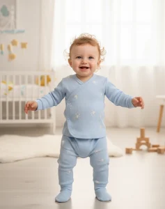 ensemble 2 pieces coton bleu-2