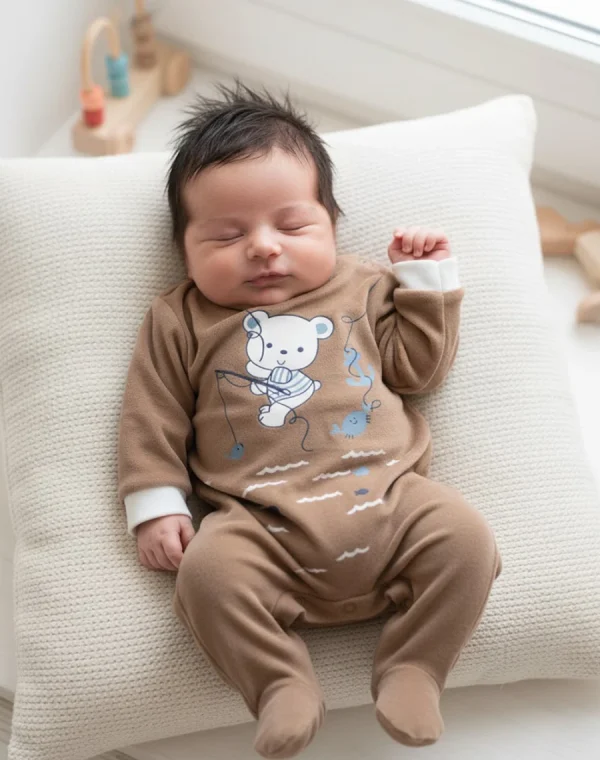 Second image of grenouillère velour-rasé ours-min