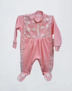 grenouillere velour-rasé rose