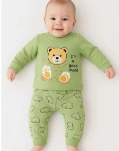 pyjama cotton avec pull vert1